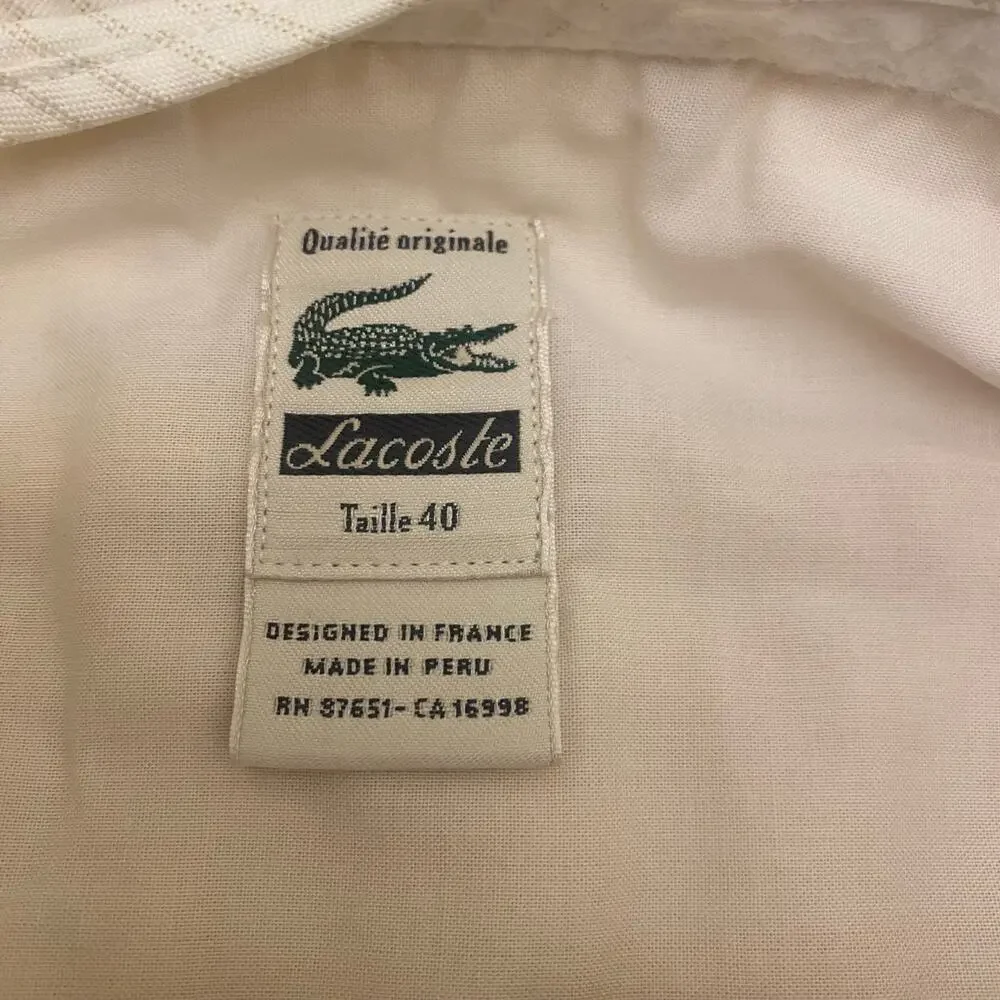 Lacoste Pants Men's Chino Flat Front Size 40 Yellow Regular Fit Made in Peru